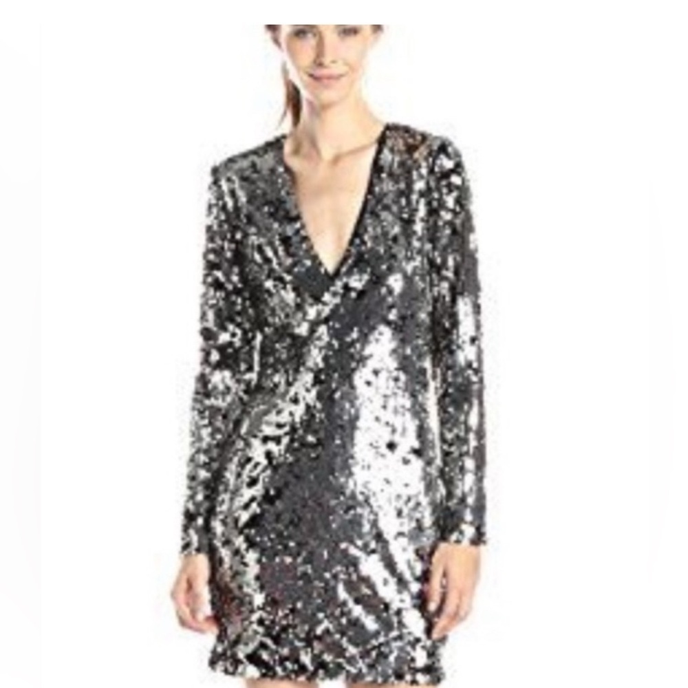 Rachel Zoe Micah Sequin Mini Dress - Size 0- Black and Silver - Brand New!